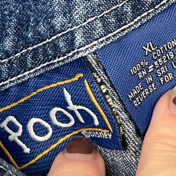 Disney 90's Vintage Winnie The Pooh & Friends Embroidered Denim Overalls XL - Picture 9 of 11